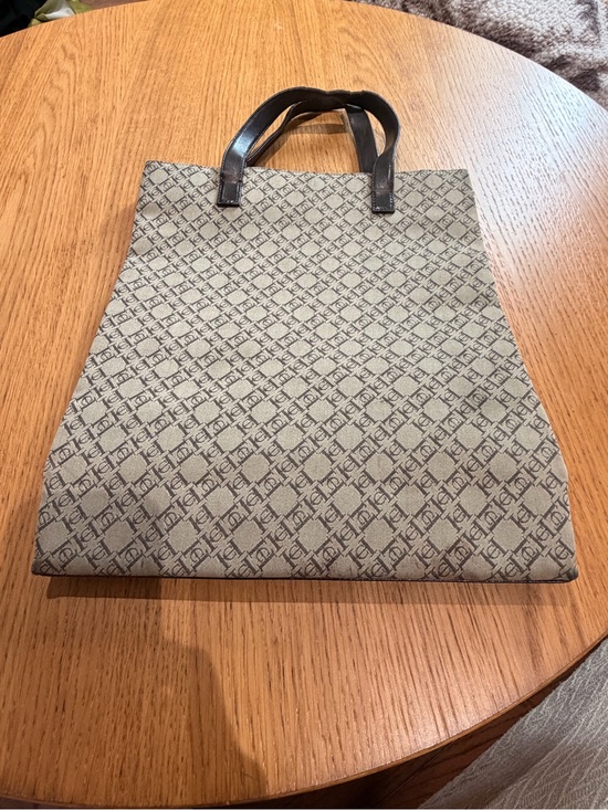 Carolina Herrera Handbags - Carolina Herrera Beige and Dark Brown Monogram Tote